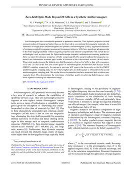 Zero-Field Optic Mode Beyond 20 Ghz in a Synthetic Antiferromagnet