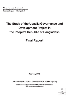 The Study of the Upazila Governance and Development Project in the People’S Republic of Bangladesh