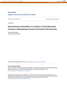 Neurodiversity and Disability: an Analysis of Social Movement Framing in Dialog Between Parents and Autistic Self-Advocates