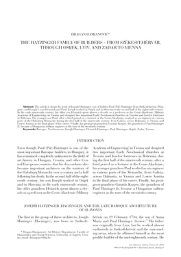 The Hatzinger Family of Builders – from Székesfehérvár, Through Osijek, Lviv, and Zadar to Vienna