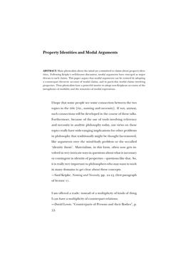 Property Identities and Modal Arguments