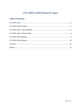 LTE, HSPA, Evdo Network Types