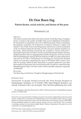 Dr Oen Boen Ing Patriot Doctor, Social Activist, and Doctor of the Poor