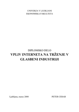 Vpliv Interneta Na Trženje V Glasbeni Industriji