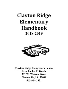 Clayton Ridge Elementary Handbook 2018-2019