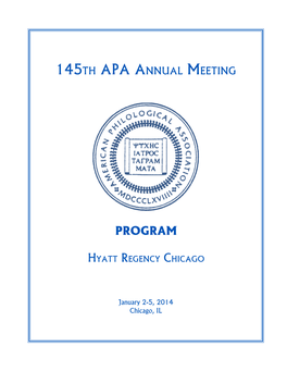 145Th APA Annual Meeting