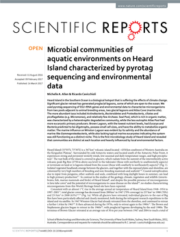 Microbial Communities of Aquatic Environments on Heard Island Characterized by Pyrotag Sequencing and Environmental Data