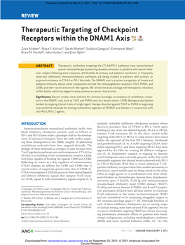 Therapeutic Targeting of Checkpoint Receptors Within the DNAM1 Axis