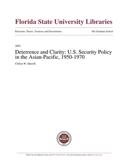 Deterrence and Clarity: U.S. Security Policy in the Asian-Pacific, 1950-1970 Clifton W