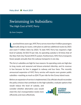 Swimming in Subsidies: the High Cost of NYC Ferry