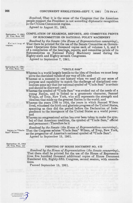 966 CONCURRENT RESOLUTIONS-SEPT. 7, 1961 [75 STAT. Resolved^ That It Is the Sense of the Congress That the American People Suppo