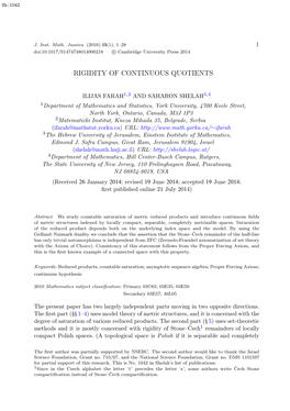 Rigidity of Continuous Quotients