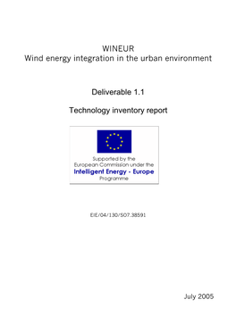 WINEUR Wind Energy Integration in the Urban Environment Deliverable