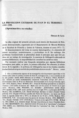 La Proyeccion Exterior De Ivan Iv El Terrible. 1553- 1584