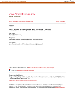 Flux Growth of Phosphide and Arsenide Crystals