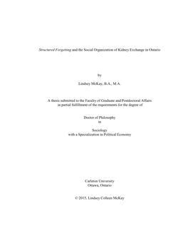 Structured Forgetting and the Social Organization of Kidney Exchange in Ontario