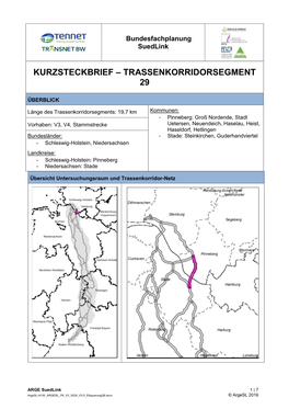 Kurzsteckbrief – Trassenkorridorsegment 29