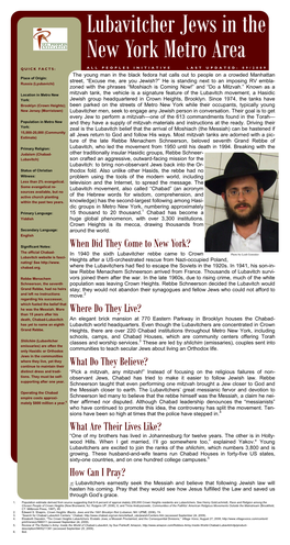 Lubavitcher Jews in the New York Metro Area