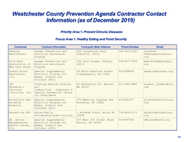 (As of December 2019) Westchester County Prevention Agenda C