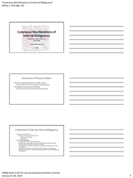 Cutaneous Manifestations of Internal Malignancy” Ashley L