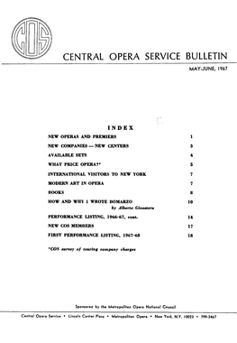 Central Opera Service Bulletin