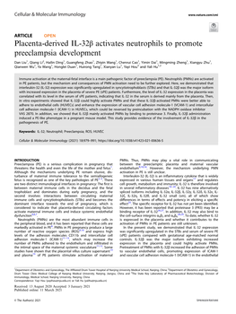 Placenta-Derived IL-32Î² Activates Neutrophils to Promote