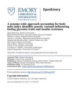 A Genome-Wide Approach Accounting for Body