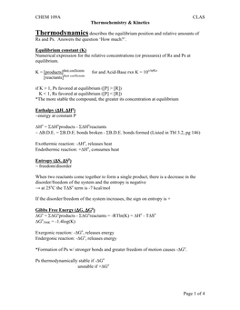 Thermodynamics and Kinetics Summary.Pdf