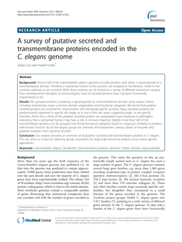 A Survey of Putative Secreted and Transmembrane Proteins Encoded in the C