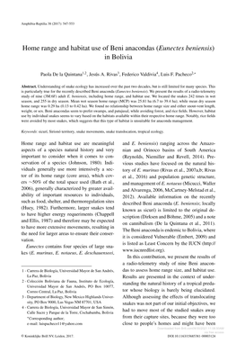 Home Range and Habitat Use of Beni Anacondas (Eunectes Beniensis) in Bolivia