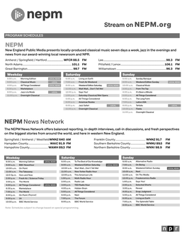 Printable Radio Schedule