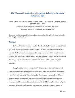 The Effects of Powder, Barrel Length & Velocity on Distance Determination