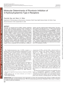 Molecular Determinants of Picrotoxin Inhibition of 5-Hydroxytryptamine Type 3 Receptors