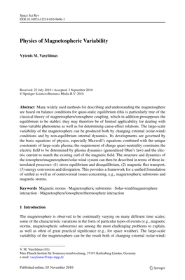 Physics of Magnetospheric Variability