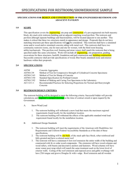 Specifications for Restroom/Showerhouse Sample