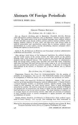 Abstracts of Foreign Periodicals