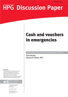Cash and Vouchers in Emergencies