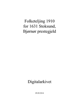 Folketeljing 1910 for 1631 Stoksund, Bjørnør Prestegjeld Digitalarkivet