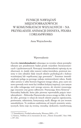 Funkcje Nawiązań Międzyobrazowych W Komunikatach Wizualnych – Na Przykładzie Animacji Disneya, Pixara I Dreamworks