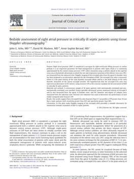 Bedside Assessment of Right Atrial Pressure in Critically Ill Septic Patients Using Tissue Doppler Ultrasonography☆