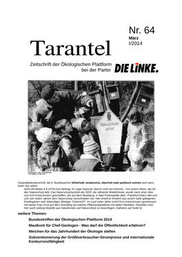 Nr. 64 März Tarantel I/2014 Zeitschrift Der Ökologischen Plattform Bei Der Partei