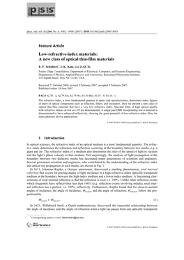 (PSS) Low-Refractive-Index Materials