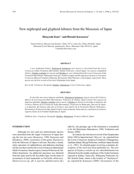 New Nephropid and Glypheid Lobsters from the Mesozoic of Japan