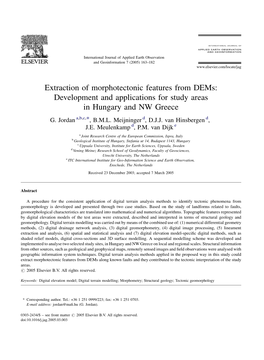 Extraction of Morphotectonic Features from Dems: Development and Applications for Study Areas in Hungary and NW Greece G