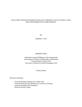 Analyzing the Boundaries of Balance Theory in Evaluating Cause- Related Marketing Compatibility