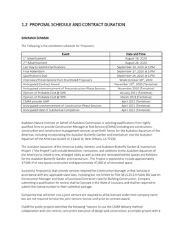 1.2 Proposal Schedule and Contract Duration