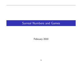 Surreal Numbers and Games