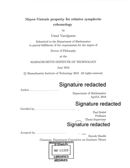 Signature Redacted a Uthor