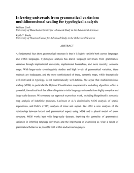 Inferring Universals from Grammatical Variation: Multidimensional Scaling