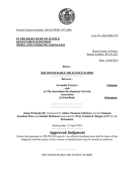 High Court Judgment Template